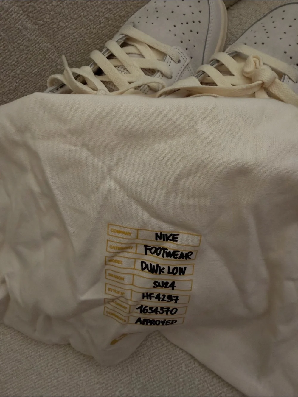 Nike Dunk Low Phantom Light Bone-Sail Sz 7- HF4297-001